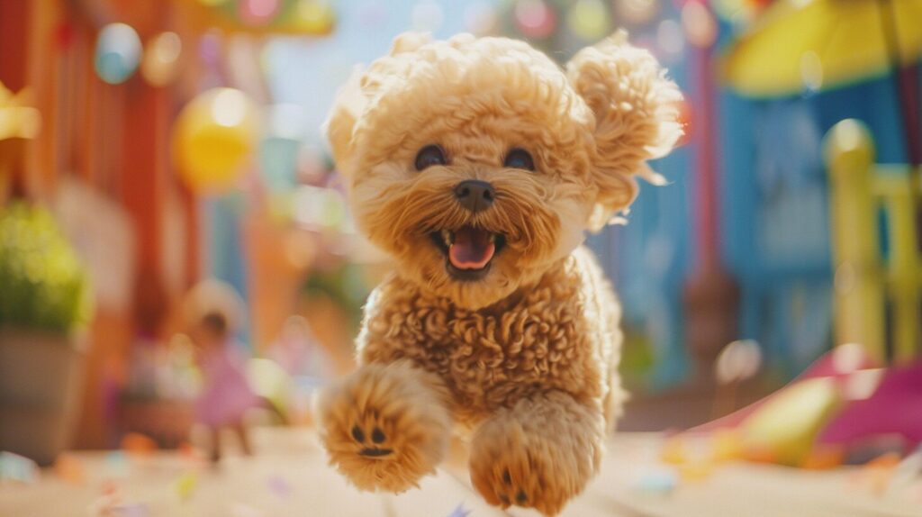 楽しそうに走るトイプードル犬/ Toy Poodle dog running happily